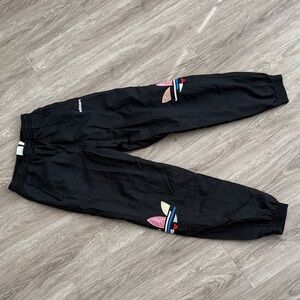 adidas Originals Black Track Pants with Pink & Yellow Accent